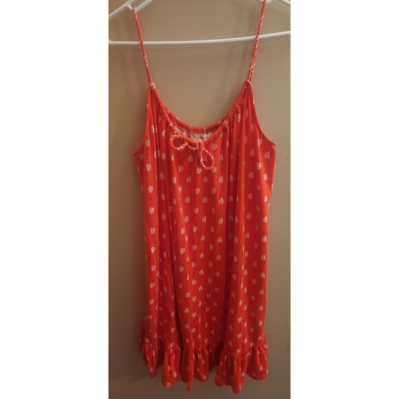 Boden Sophia Jersey Sundress Red Pattern Leafy Ruffled Hem Size 14 Regular - Picture 1 of 5